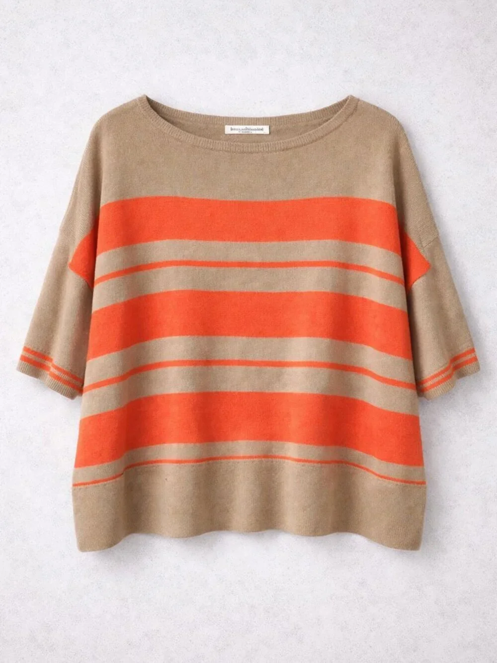 Autumn Cashmere Women's 100% Cashmere Striped 3/4 Sleeve Sweater Size XS